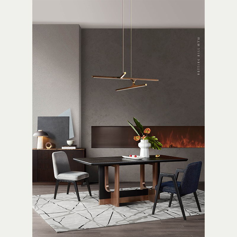 Rectangular Dining Table Set with Sintered Stone Table Top