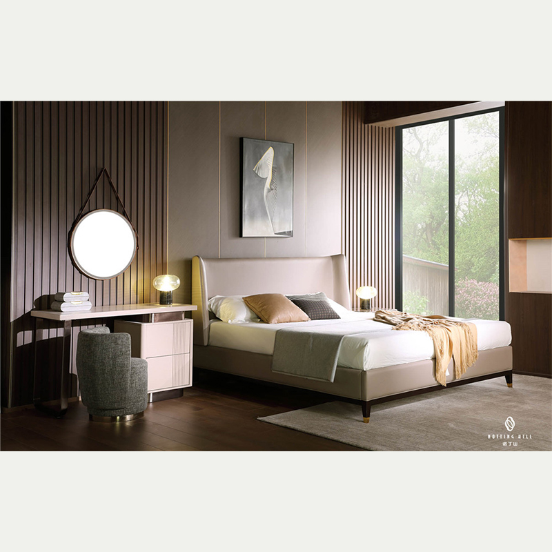 High Double Bed Frame of Contemporary Bedroom