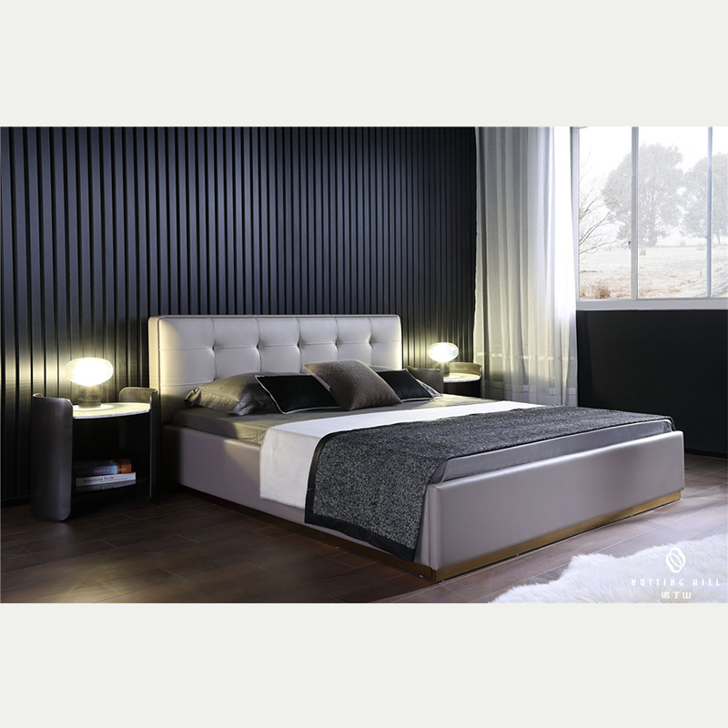 Full Upholstered Bed Frame with Nightstand