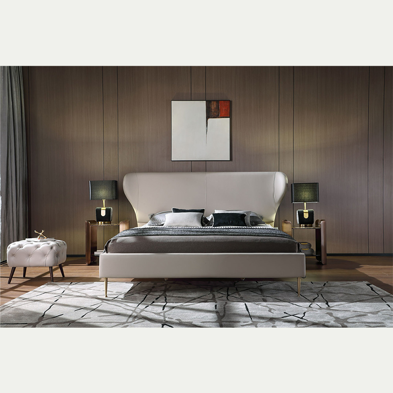 Leather King Bed with Unique Headboard