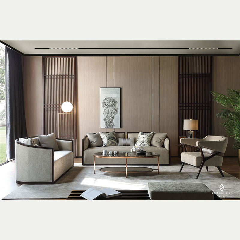 Fabric Sofa Set with Crescent Moon Shape