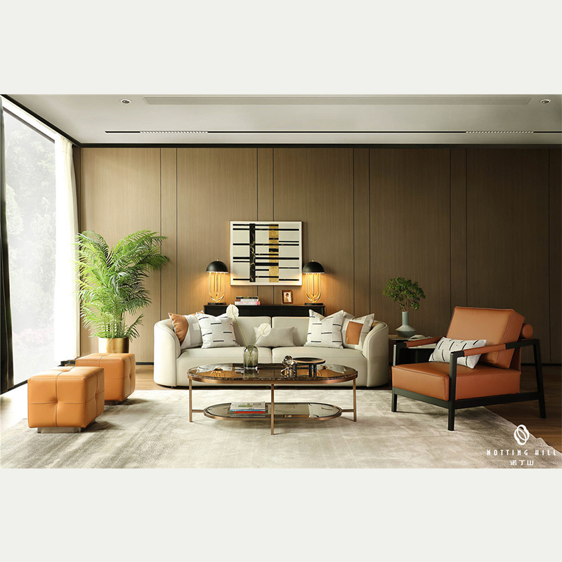 Solid Wooden Sofa with Marble Coffee Table