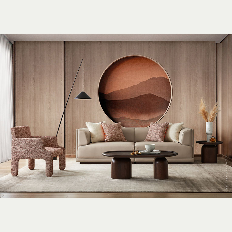 Red Oak Solid Wood Sofa Set