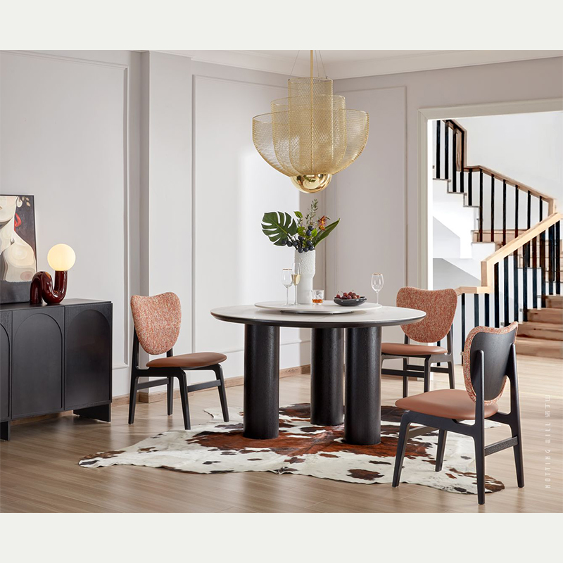 Round Dining Table Set with Turn-Plate