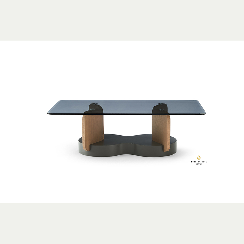 Modular Sofa Companion Coffee Table with Black Glass Top