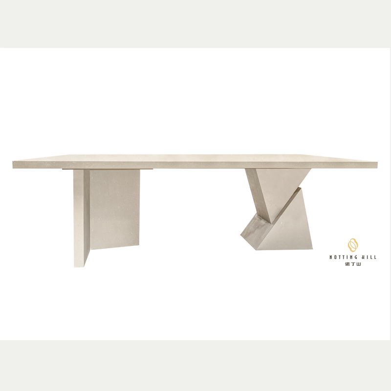 Notting Hill Wabi-Sabi Geometric Micro-Cement Dining Table