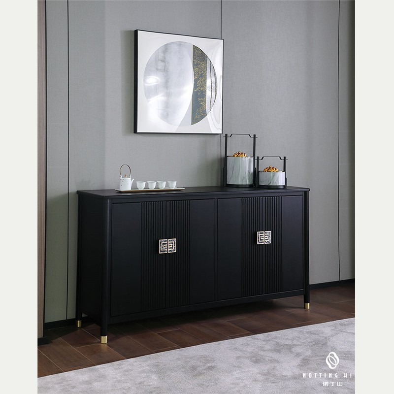 Solid Wood Media Console with Modern and Simple Design