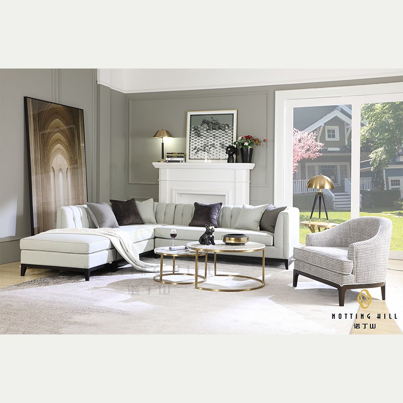 Modern Left Chaise Sectional Sofa with Ottoman